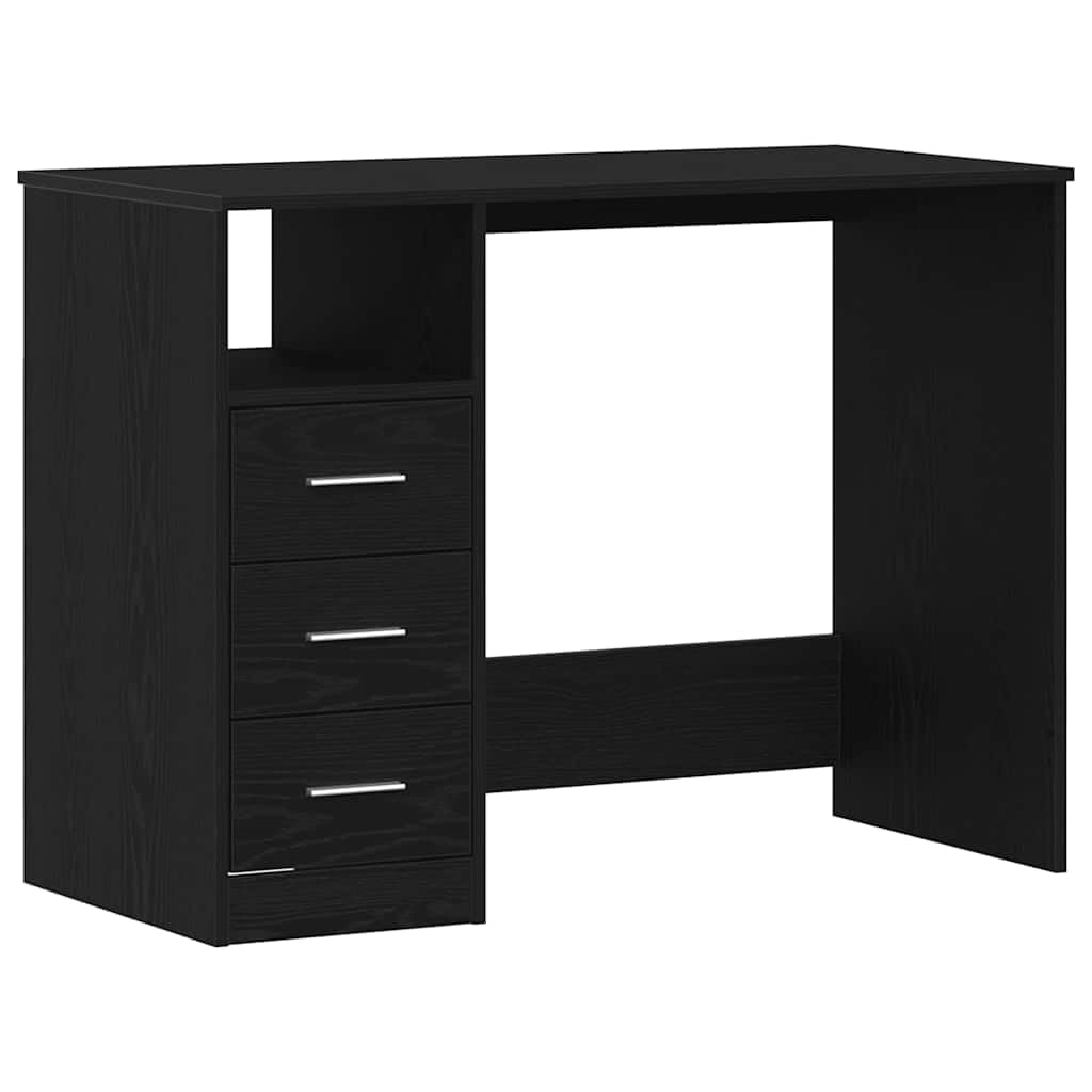 Scrivania con cassetti 102 x 50 x 76 cm legno lavorato colore rovere nero
