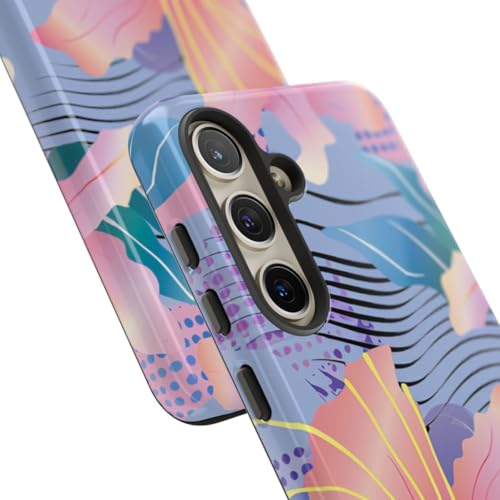 Coque rigide Samsung S24 compatible motif abstrait floral rose - 2