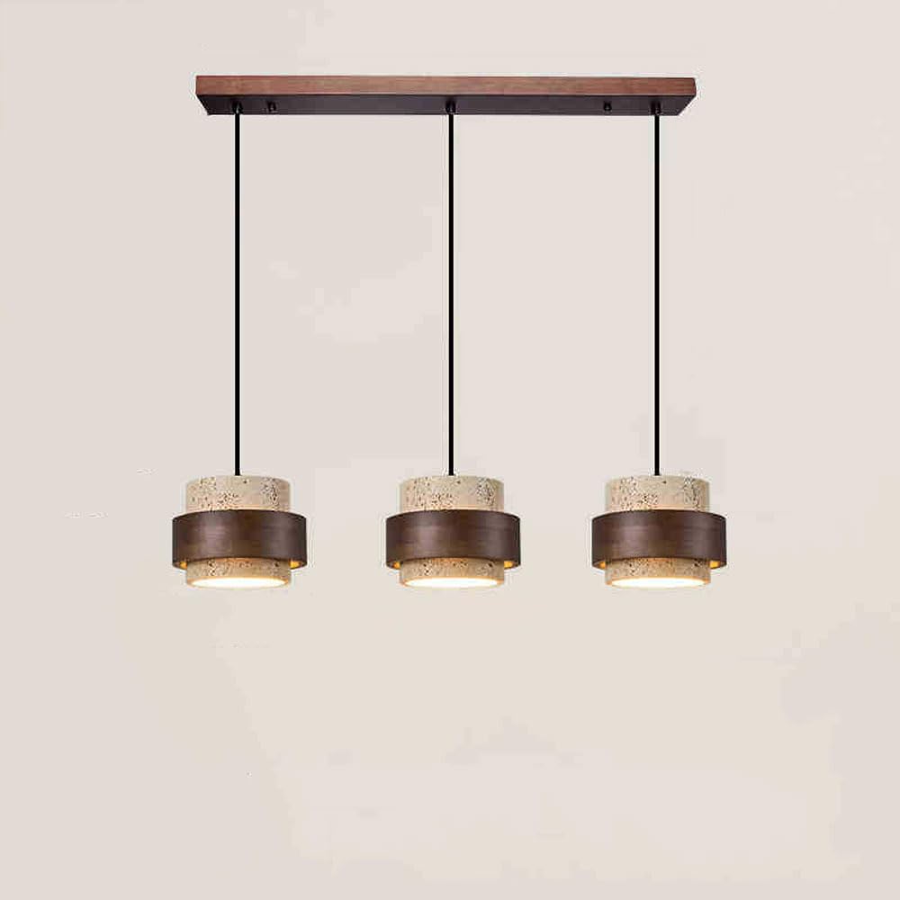 LYMSXAZOU Wabi-Sabi Yellow Travertine Pendant Lighting Fixture Japanese 17CM*12.5CM Living Room E27 Chandeliers Lamp 4 Types Entry Bedroom Dining for Vitality Wood Hanging