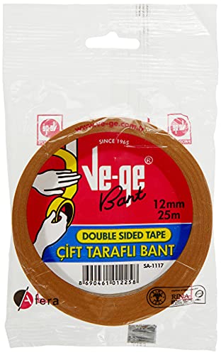 Ve-ge Çift Taraflı Bant - Askılı, 12 mm x 25m