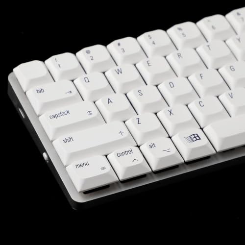 Image of YMDK Ultra-Slim Style Mx Low Profile Dye Sub PBT Keycaps for MX 61 64 68 75 84 87 96 108 Layout Mechanical Keyboard, 127 Normcore MAC White