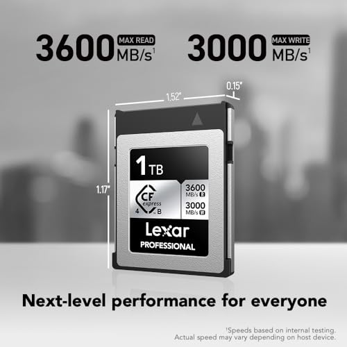 Lexar Tarjeta de Memoria Profesional CFexpress Tipo B Silver 4.0 de 1 TB, para fotógrafos, videógrafos, hasta 3600/3000 MB/s, Video 8K (LCXEXS4001T-RNENG) - imagen 3