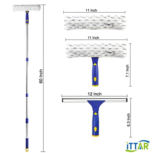ITTAR Window Squeegee with Long Handle, 2 Pads Microfiber and 2 Sets Stainless Steel Pole - Image 7