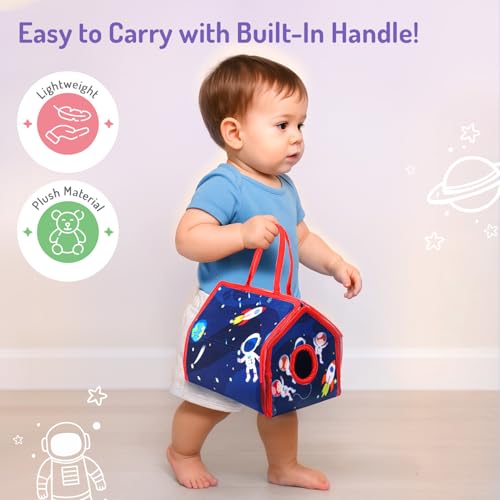 Image of Bonfino Premium My Little House Playset with Bag for Kids,7 Plush Figurines Set,Educational&Montessori Learning Toy for Pretend Play,Birthday Gift for Girls&Boys,BIS Certified (Space)