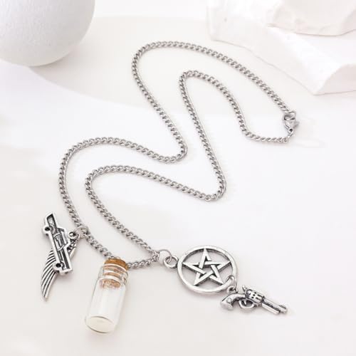 Supernatural Inspired Salt Bottle Protection Charm Necklace Pendant - Stainless Steel Chain3