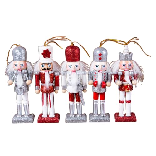 Trufolxiaz 5 Piezas Cascanueces Madera Figuras Cascanueces Nuez 4.7 Pulgadas Decoraciones Fiesta Decorativa Muebles Juguete Figuras Cascanueces Navidad
