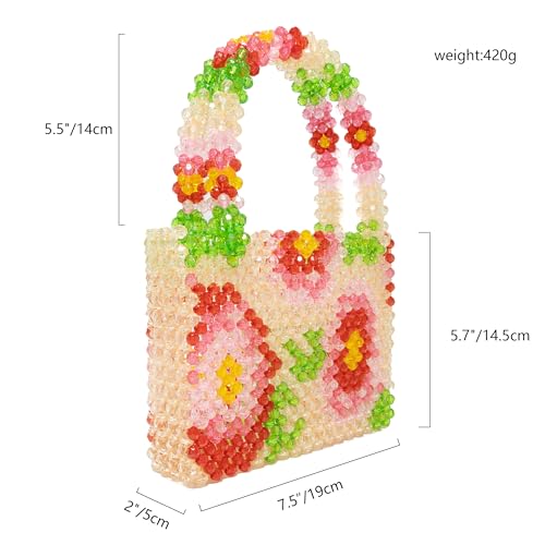 Bolso de mano artesanal con cuentas y flores para mujer miniatura 6