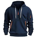 Sudadera Hombre con Capucha Media Cremallera Sweatshirt Cardigan Manga Larga Otoño Invierno Hoodie Beisbol Divertida Streetwear Sudaderas con Bolsillo Delgado Ajuste Chándale