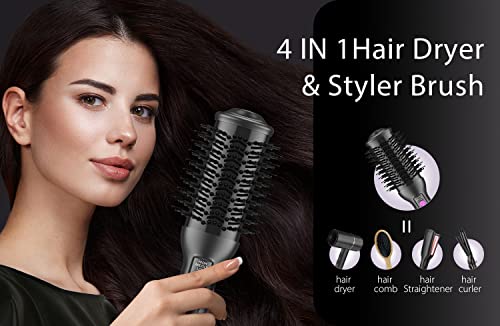 One-Step Blow Dryer Brush & Volumizer Styler, Hot Air Hair Dryer Brush Straightener Brush With Negative Ion Anti-Frizz Ceramic Titanium Barrel For Drying, Straightening, Curling, Salon #TOP1