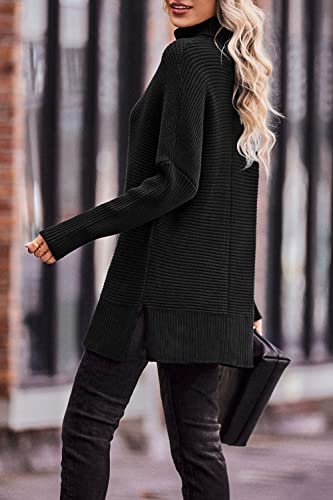 Prettygarden Women's 2023 Oversized Turtleneck Sweater Casual Long Sleeve Chunky Knit Pullover Winter Tops Blouse (Black,Medium) #TOP7