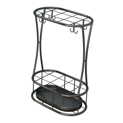 F Fityle Organizador de Paraguas, Soporte para sombrillas, Soporte Multiusos de Gran Capacidad con 8 Ganchos para escurrir Paraguas, Soporte para sombrillas de, Negro