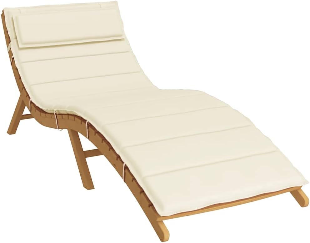 Large Cream Sun Lounger Cushion 70.9 x 23.6 in Soft Oxford Fabric Breathable Recliner Pad with Non Slip Feet for Garden Patio Living Room Indoor Outdoor Relaxation