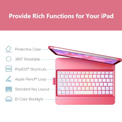 Image of GGH Keyboard Case for iPad Pro 11 Inch & Air 11 inch M4 /M3 /M2, Watermelon Red