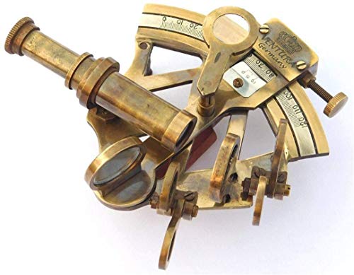 Vimal Nautical Brauner antiker Sextant aus Messing, 10,2 cm, nautischer Sextant aus Messing, Maritim, Astrolabe, Marinesextant für Büro, Geschenk