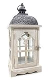 [page_title]-DARO DEKO Holz Laterne mit Echt-Glas Scheiben 18cm x 18cm x 42cm