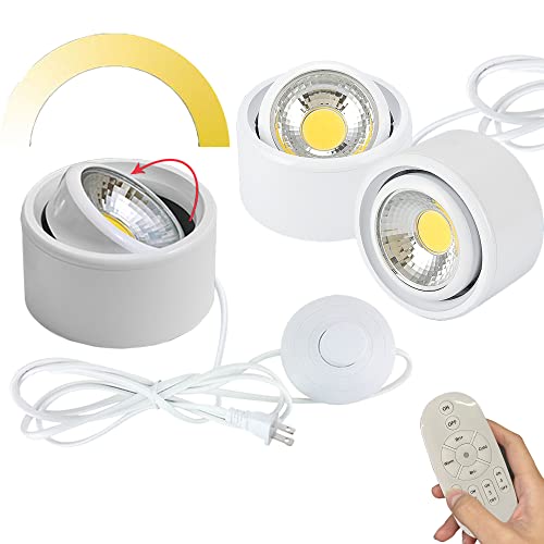 SKIVTGLAMP Accent Uplight 7W COB LED Stepless Dimming Adjustment Remote Control Spotlight Light with Foot Pedal Switch Whtie Cord Flexibly Extra Light Rotating for Plants Landscape 3 Lights