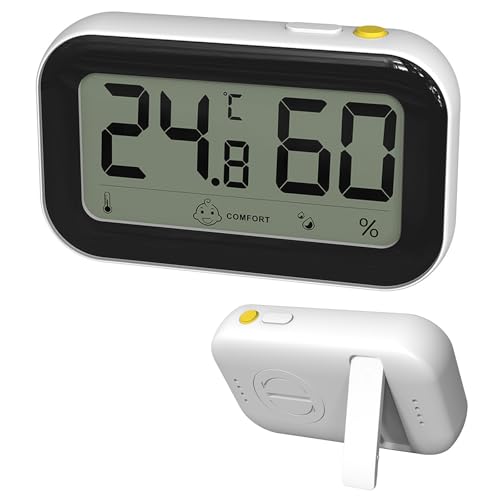 KJOET デジタル温湿度計 快適度顔表示付き 電池付き 顔マーク 液晶 高精度 温度計 湿度計 室内 卓上 スタンド 壁掛け ベビールーム 花屋 室温計