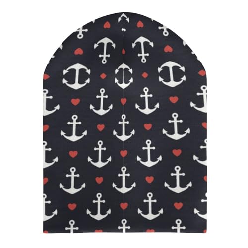 Nautical Funny Anchor Kids Beanie Hat for for Girls Boys Children Cap Winter Knitted Chemo Cancer Headwear Accessories Gifts Decoration Black3