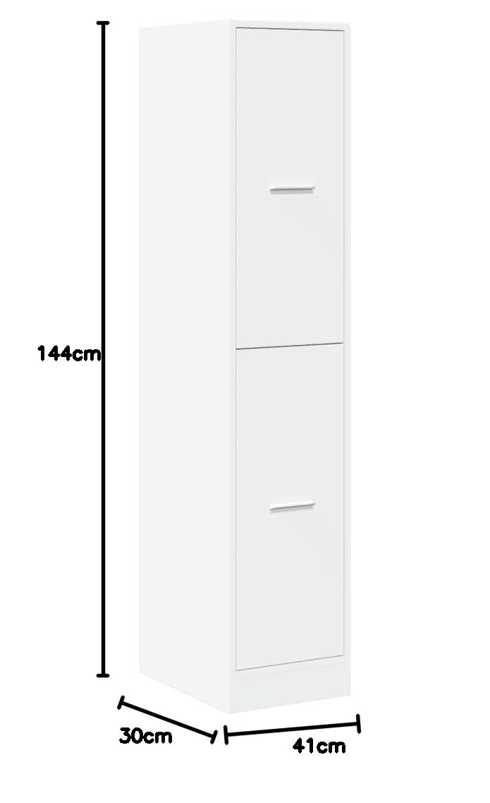 Apothekerschrank Weiß 30x41x144,5 cm Holzwerkstoff Beistellschrank Küche Vitrinenschrank Küche Küchenschrank Sideboard Wohnzimmer für Schlafzimmer Arbeitszimmer Wohnbereich Abstellraum