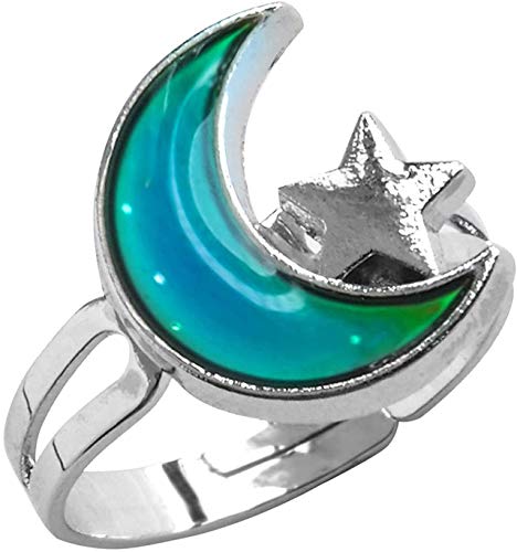 2 Pcs Mood Rings Turtle and Star Moon Adjusable Size Color Changing Ring for kids Women4