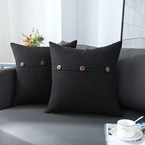 Kissen Kissenbezüge 40x40cm 2er Set, Stoff Bauernhaus Wohnkultur Dreifach-Knopf Vintage Dekokissenbezug, Dekorative Kissen Moderne Kissenbezug für Couch Sofa Autostuhl Cover