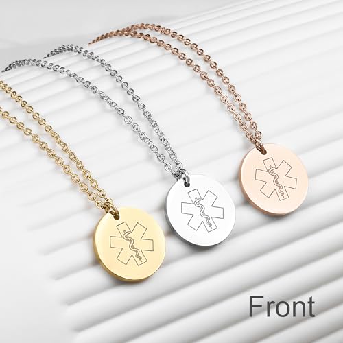 Medical Alert ID Necklace for Women, Stylish Customizable Medical Jewelry,18k Gold, Rose Gold, Silver, Personalized Engraving, Hypoallergenic, Waterproof, Includes Gift Box & Medical ID Wallet Card4