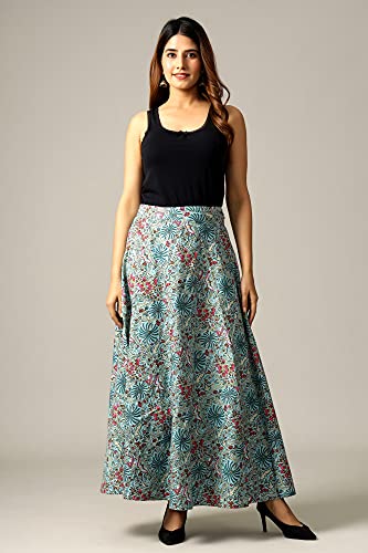 Image of Ravaiyaa - Attitude is everything Cotton Hand Block Floral Printed Wrap Around Women's Free Size Skirt Rapron