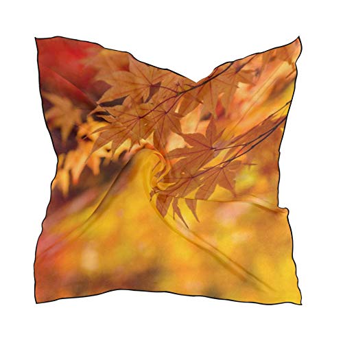 ZANSENG Foulard en soie de polyester doux pour femmes, 23,62"x23,62 grand carré imprimé feuilles d'automne d'érable orange foulard en soie Cover