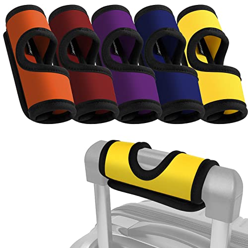5 Pcs Neoprene Luggage Handle Wrap Handle Grip Luggage Tags Identifier Hollow Design For Push-Button, Bright Luggage Markers For Airport Travel Luggage Suitcase Trolley Case #TOP28