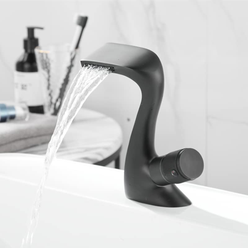 Mitigeur d'évier contre les éclaboussures à effet cascade noir