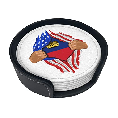 Liechtenstein Blood Inside Me Dessous de Verre Rond en Cuir antitache et antibrûlure protège Le Bureau 6 pièces 4in