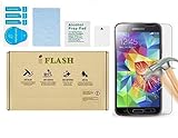 [5 Pack Promotion] iFlash Tempered Glass Screen Protector For Samsung Galaxy S5 (SM-i9700) - Crystal Clear / 2.5D Rounded Edges / 9H Hardness / Scratch Proof / Bubble Free / Oleophobic Coating