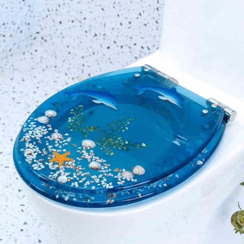 ֍AX[N[Y֍A Resin Toilet Seat Soft Close Arc Design Removable For U V O Toilets Size 42x36 cm(Style-9)