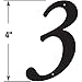 Prime-Line MP4113 4 In. House Number 3, Diecast, Black Finish (2 Pack)