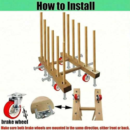 Image of Artwork Storage Rack with Brake Caster Wheels,Art Drying Rack, Canvas Storage Rack,Wood Storage Stand for Drawing Board, Prints, Perfect for Studios,Galleries, Museums, Art Venues (12in)