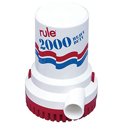 Rule 2000 GPH Bilge Pump 12V - Submersible Marine Boat Accessory with 1-1/8