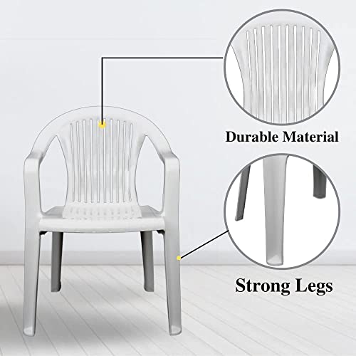 Image of ITALICA Premium Plastic Arm Chair for Home, Office, Living Room /Matte Finish Plastic Outdoor Chair /Patio Chairs for Balcony | Suitable for Indoor & Outdoor (9201, White, Set of 6 Chair, LFS)