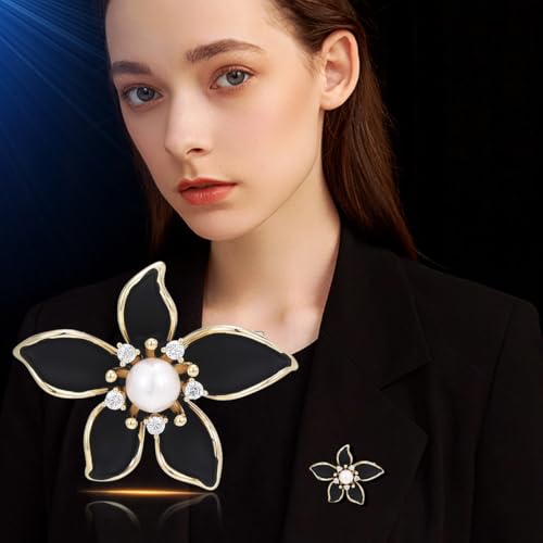 Image of Flower Brooch Pin Gold-Plated Enamel Brooch Lapel Pins Flower Jewelry for Women