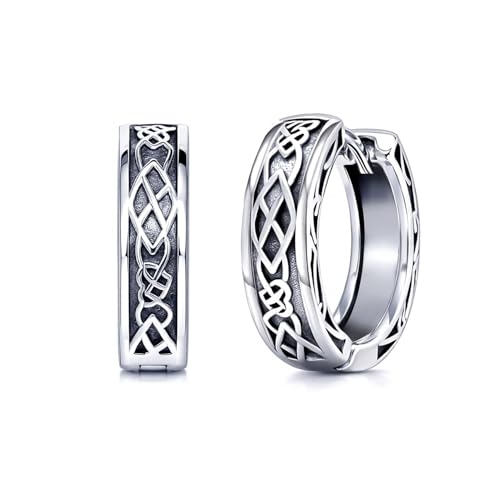 Image of TRUESILVER ACPL 925 Sterling Silver Hoop Earrings for Men | BIS Hallmarked Huggie Hoop Earrings | Minimalist Vintage Chunky Silver Hoops for Men