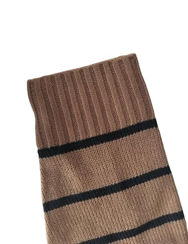 Image of Women's Fall Striped Oversized Sweater Winter Fashion Knit V Neck Pullover Tops Trendy 2024(XL, Brown)