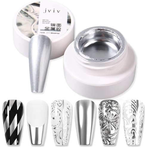 SUTOZMIWE Metallic Painting Gel Nail Polish Silver Chrome – 3D Metal Painted Drawing Nail Polish Metallic, Liquid Mirror Effect, Beginner-Friendly Soak Off Nail Art Gel for DIY Liner Design at Home