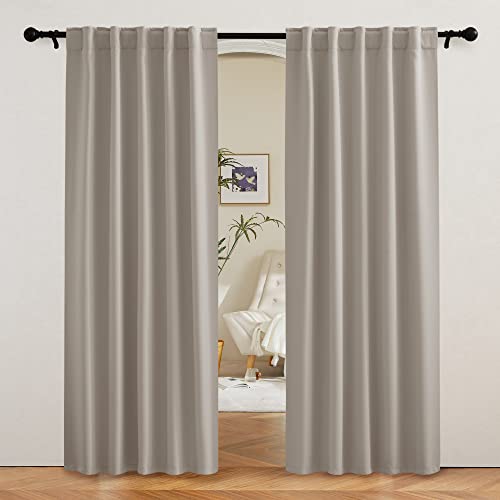 Image of RYB HOME Blackout Curtains for Living Room, Privacy Thermal Insulating Window Treatment Drapes for Bedroom Dining Home Office Basement, W 42 x L 84 inches, Sand, 2 Panels