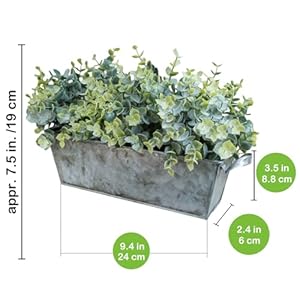 Winlyn Faux Eucalyptus Plants in Rustic Galvanized Metal Rectangular Planter Farmhouse Greenery Arrangement Artificial Eucalyptus Potted Plants for Home Office Table Centerpiece Mantel Shelf Décor Winlyn Faux Eucalyptus Plants in Rustic Galvanized Metal Rectangular Planter Farmhouse Greenery Arrangement Artificial Eucalyptus Potted Plants for Home Office Table Centerpiece Mantel Shelf Decor