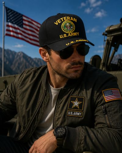 Image of US Army Veteran Hat for Men - Officially Licensed Military Baseball Cap, Gift for Veterans