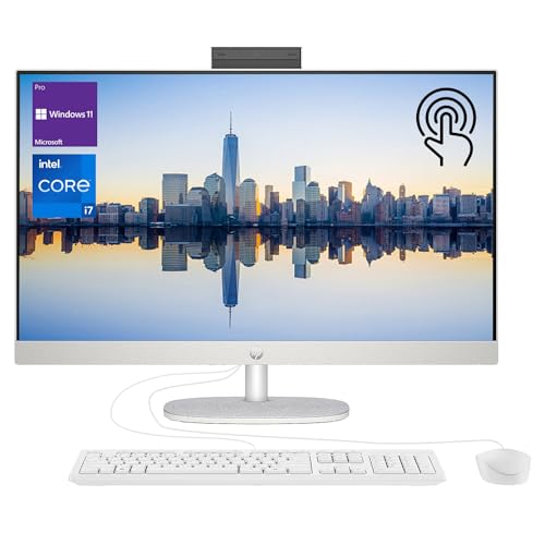 Image of HP 27 inch FHD Touchscreen Intel Ultra 7 AI All-in-One Desktop, 27 inch FHD Touchscreen, Intel Ultra 7 255U, 32GB DDR5 RAM, 2TB SSD, Wired Keyboard & Mouse, Wi-Fi 6, Win11 Home, Bundle with 64GB Flash Drive