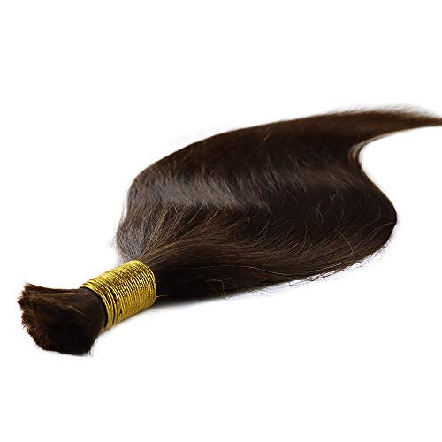 Mila 100% Humain Cheveux en Vrac Naturels Extensions Brésiliens Vierge Remy Human Hair Bulk 100gram Marron Foncé 12inch/30cm Cover