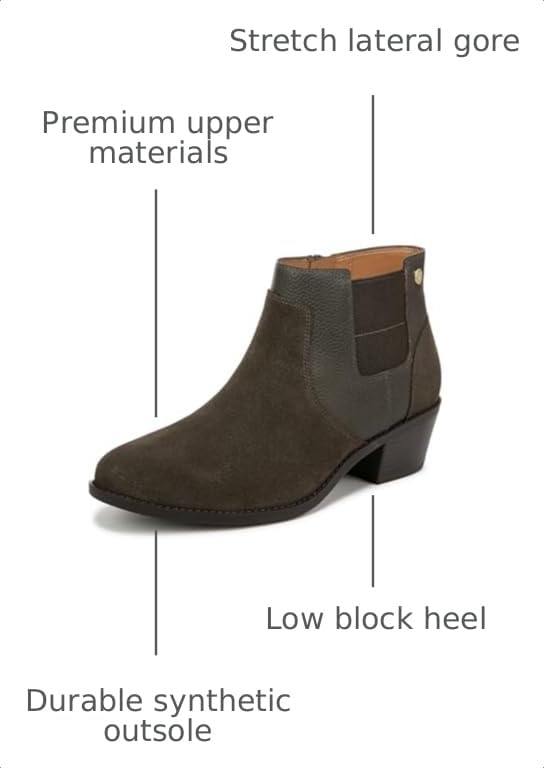 Image of Vionic Women's Ankle Bootie Finn - Comfortable Short Boots with Zipper Closure and Built in VIO Motion Technology, Providing Arch Support, Stability, Flexibility, and Cushioning, Sizes 5-12