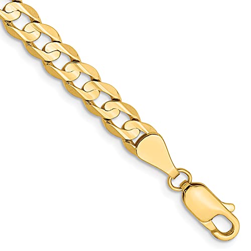 IceCarats 14K Solid Yellow Gold 5.25mm Concave Curb Link Chain Bracelet