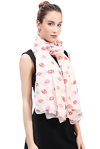 Lina & Lily Lips Print Women's Scarf Shawl Wrap Lightweight2