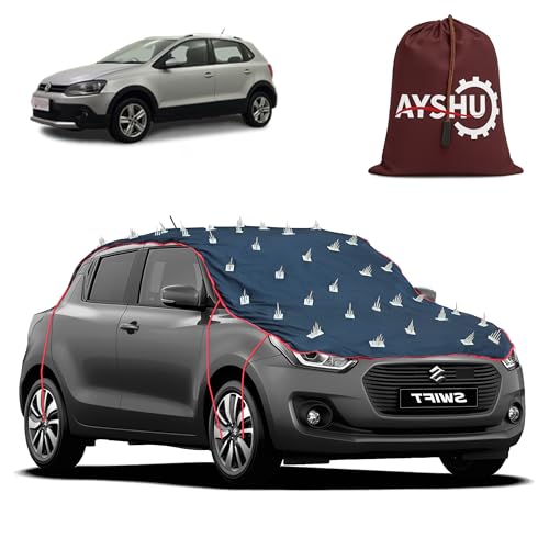 Image of AYSHU Water-Resistant Spike Car Cover for Volkswagen Cross Polo - Protects from Dogs, Monkeys, Dust, Sunlight & UV - Full Roof Universal Fit